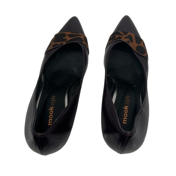 MOOK Style Plum Leopard Print Band Pointed Toe Pumps Size 7 Women’s - Picture 5 of 10